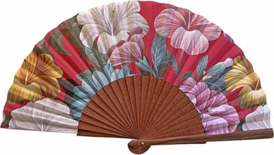 Spaanse Waaiers van Hout en Katoen, Modieus Accessoire, Origineel Cadeau 23 cm