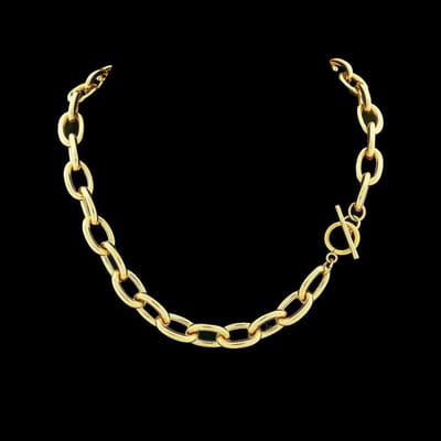 Victoria Valenza Goudkleurige RVS Jasseroncollier met Kapittelslot - Ketting - Goudkleurig - RVS - Jasseronketting