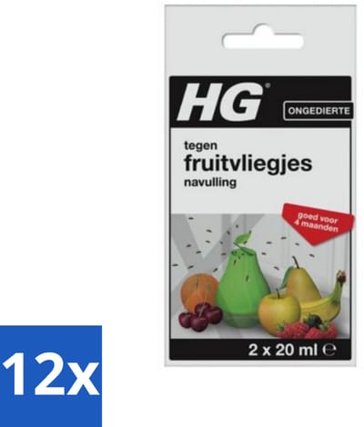 12 x HG X - Fruitvliegjesval Navulling - Goed Voor 4 Maanden - 2 Vallen - Fruitvliegjesval - Fruitvliegjes - Navulling - Fruitvliegjes Bestrijding - HGX