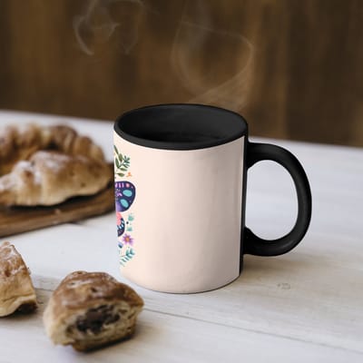 Magische Mok - Foto op Warmte Mokken - Koffiemok - Bloemen - Bladeren - Vlinder - Kleurrijk - Magic Mok - Beker - 350 ML - Theemok