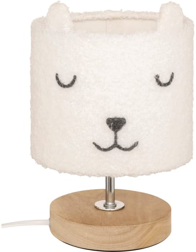 Kinderlamp van paulowniahout met stoffen lampenkap TOXEY