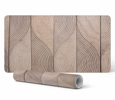 Antislip beschermmat voor op het bureau met houten golfmotief, 100x50 cm