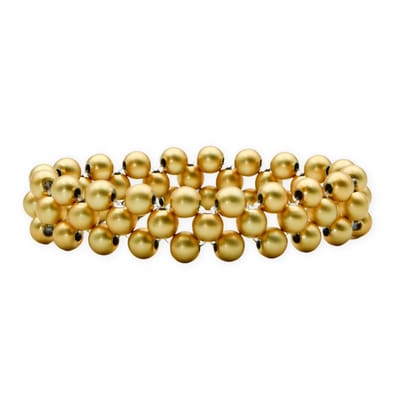 Marama - Armband Lizzy Mat Kralen 6 mm - gold plated - elastisch - stainless steel - cadeau dames - luxe damesarmband