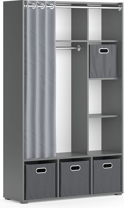 Vicco Luigi Kledingopslagkast – 38 x 178.1 cm Met vouwboxen (grijs) Grijs