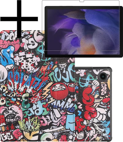 Hoes - Geschikt voor Samsung Galaxy Tab A8 - Met Screenprotector - Trifold Bookcase - Hard Cover - Hardcover Book Case - Tablet Hoesje - Graffity