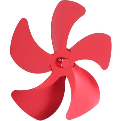 Remplacement de pale de ventilateur de poêle en alliage d'aluminium Améliorer la circulation de l'air chaud Ventilateur de cheminée 5 pales pour accessoires de ventilateur de poêle rouge