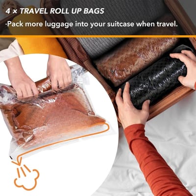 Famanu – 20 stuks vacuüm opbergzakken - ruimtebesparende sealer-compressiezakken voor dekbedden - dekens - kussens - beddengoed - kleding (4 jumbo/4 groot/4 medium/4 klein/4 rollen)