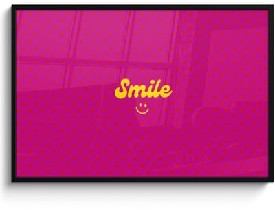 Poster in lijst - Fotolijst 120x80 cm - Posters - Smile - Stippen - Roze - Posterlijst zwart - Decoratie - Wanddecoratie woonkamer - Muurdecoratie slaapkamer