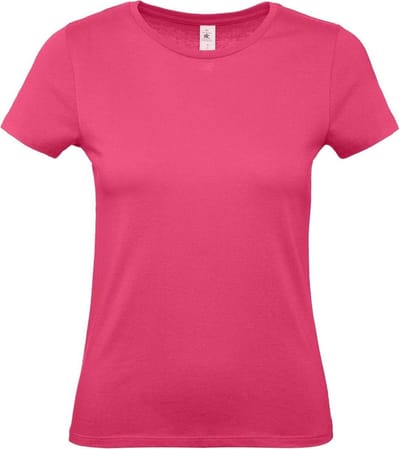 Set van 3x stuks fuchsia roze basic t-shirts met ronde hals voor dames - katoen - 145 grams - shirts / kleding, maat: XL (42)