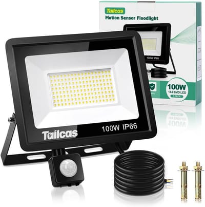 Krachtige 100W LED Buitenlamp met Bewegingsmelder - 9000LM Koudwit - IP66 Waterdicht
