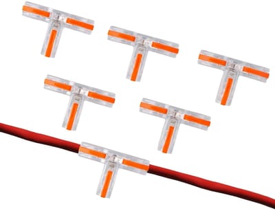Set van 6 Elektrische Terminals, Compacte Aansluitingen, Geschikt voor 32A, Oranje Kabelplug met 3 Aansluitingen voor Bekabeling en LED Verlichting