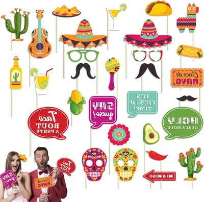 Fiesta Fotoproducten Set - Feest Accessoires - Foto Momenten Maken - 30 Delige Set - 100 gram - Multicolor