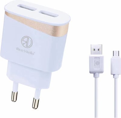 Thuislader Oplader /Home Charger Rico Vitello, thuislader 2,4A + 1 meter kabel Zwart, Micro -USB kabel, travel charger, Geschikt voor Samsung Galaxy, Nokia, HTC.....met Micro aansluiting