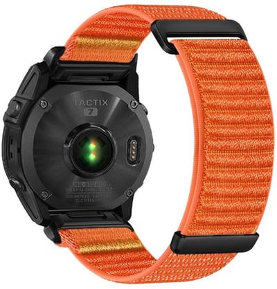 By Qubix - Geschikt voor Garmin bandje - 26mm Quickfit - Nylon Sport Loop bandje - Oranje - Geschikt voor Garmin Quatix 8 - 51mm