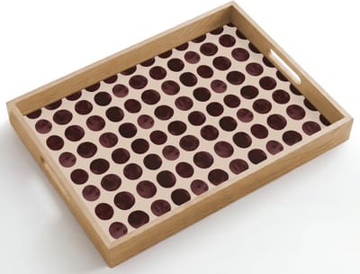Dienblad hout 50x35 cm - Schootdienblad - Stippen - Patroon - Bruin - Borrelplank rechthoek - Plateau dienbladen