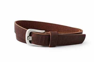 Bruine Leren Riem Dames & Heren met Fijne Gleufjes – 3 cm Breed – Stoere Jeansriem van Echt Buffelleer- Maat 95 (totale lengte 110) Broekriem