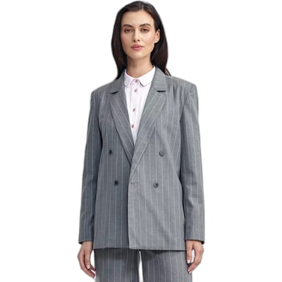 Dames oversized knoopblazer Nife Striped