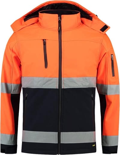 Tricorp Soft Shell jack EN471 Bi-color - Workwear - 403007 - Fluor Oranje-Navy - maat XS