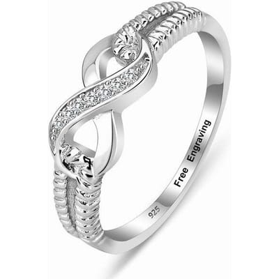 Gepersonaliseerde 925 Sterling Zilver Eternity Ring Vrouwen Gravure Infinity Ringen Bruiloft Belofte Ringen voor Haar (RI103717) 5 white