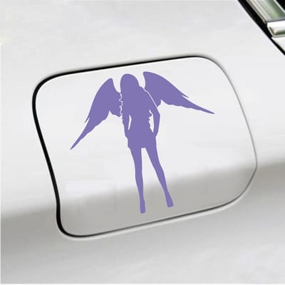 Bumpersticker - Dame Engel - 13 X 14 - Paars