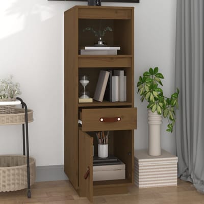 vidaXL - Hoge - kast - 34x40x108,5 - cm - massief - grenenhout - honingbruin