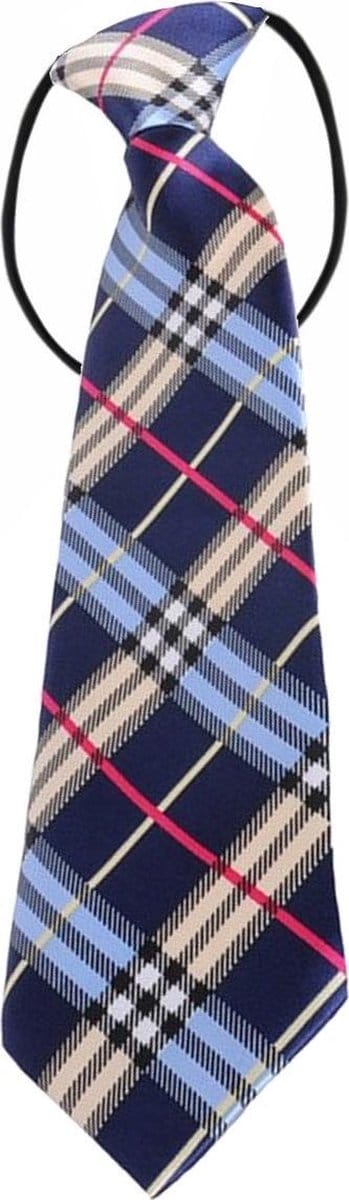 Fako Fashion - Kinderstropdas - Kinder Stropdas - Jongens Stropdas - Das - Print - Elastiek - Ruit Blauw/Beige