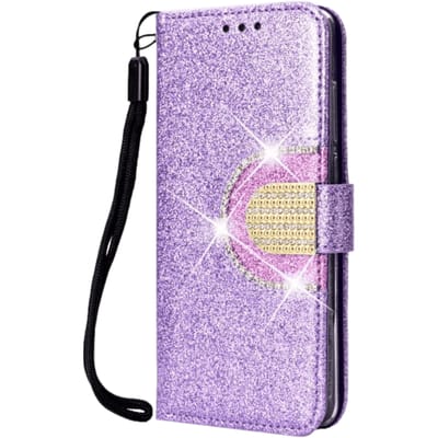 TwoTone Huawei P30 Glitter Hoesje met Pasruimte en Spiegel Paars