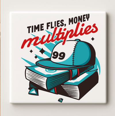 Grappig “Time Flies, Money Multiplies” Wandtegel – 15x15cm Keramische Motivatie Decoratie voor Kantoor, Huis of Werkplek