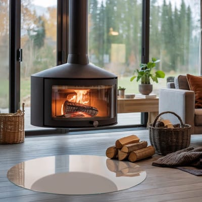 Coloray Vloerplaat Houtkachel - Plaat voor Onder Kachel - 100 cm x 100 cm - Kachel Vloerplaat - Beige Vloerplaat Kachel - Onderplaat - Vloerplaat Openhaard - Houtkachel Accessoires - Onderplaat Voor Houtkachel