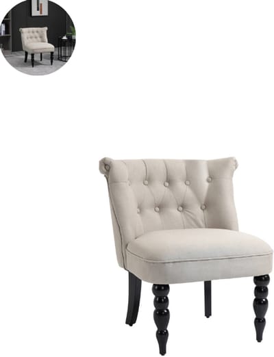 Fauteuil - Relaxzetel - Relaxstoel - Relaxfauteuil - Stoel - Met armleuning - Voor één Persoon - Beige + Zwart