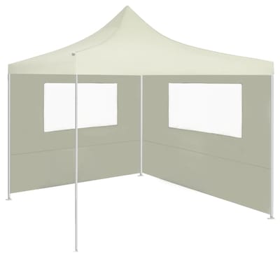 vidaXL - Prieelzijwand - met - ramen - 4x2 - m - crèmekleurig
