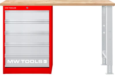 Modulaire werkbank Rubberwood met ladekast 5L 1500 mm MW Tools MOD15LP5R