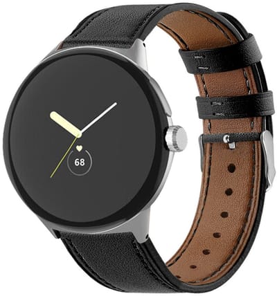 Leren bandje - RVS - geschikt voor Google Pixel Watch 3 (45 mm) en Pixel Watch 4 (45mm) - gespsluiting - zwart