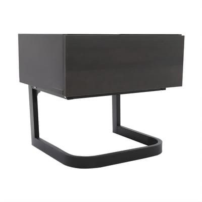 Modern Nachtkastje met Lade – Vrijstaand Bedside Table van MDF & Staal – Voor Slaapkamer en Woonkamer – 50 x 40 x 45 cm – Zwart
