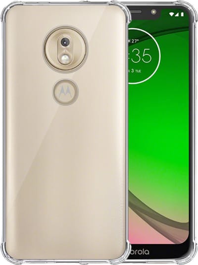 Telefoonhoesje Geschikt voor Motorola Moto G7 Play Transparant - Shockproof TPU Siliconen Case met Stootrand Doorzichtig - Smartphonica geschikt voor Motorola Moto G7 Play