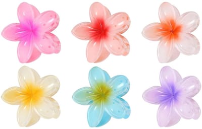 Dailygoods- Haarclip Antislip - Bloemvormig - Klauwclip - Sterke Hold - Acryl - Voor Vrouwen en Meisjes - 6 Kleuren - Haarklem