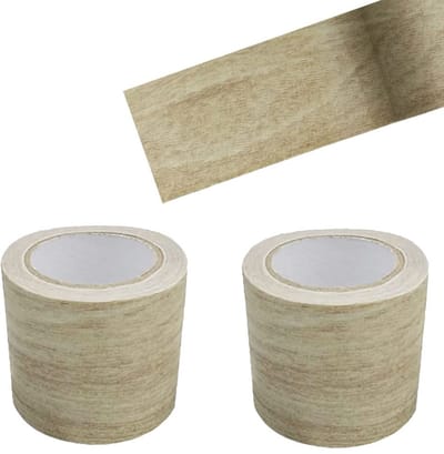2 rollen houtlook plakband, realistische houtnerfreparatie, zelfklevende houtnerf, pantsertape voor zachte plint, deuren, randen, muren, behang, meubels, 8 cm x 4,57 m (lichtgrijs)