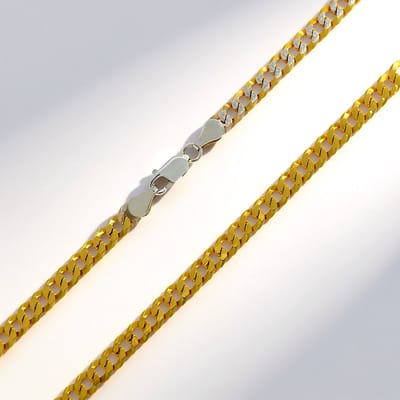 Cavill - Vergulde 925 Sterling Zilveren Pantserketting - 55 cm - Goudkleurig - Elegante en Tijdloze Halsketting voor Dames