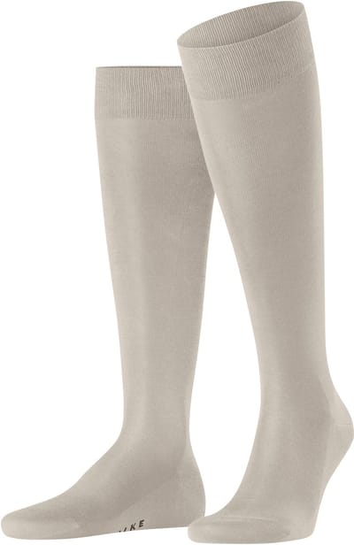 FALKE Tiago lang eenkleurig fil d'Ecosse katoen kniekousen heren beige - maat 39-40