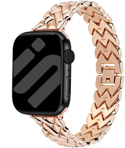 Bandz Metalen 'V-Type' bandje geschikt voor Apple Watch 1/2/3/4/5/6/7/8/9/10/11/SE/SE2/SE3 - 38/40/41/42mm - Rose goud