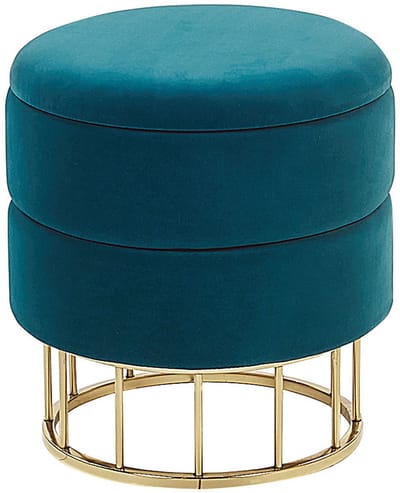 ELGIN - Poef - Blauwgroen - 37 cm - Fluweel