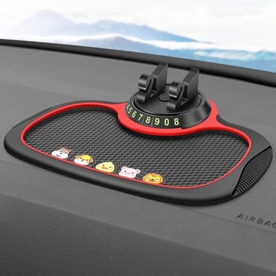 Tapis antidérapant de voiture multifonctionnel 3 en 1, support de téléphone automatique, support de plaque d'immatriculation de voiture, support de téléphone de tableau de bord antidérapant
