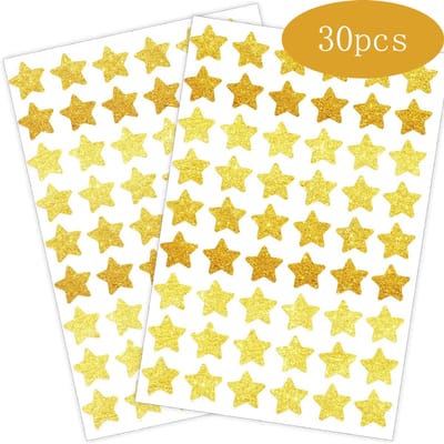OUYLAF 30 vellen Gouden Glitter Sterren Stickers - stickers kinderen - Stickers - 1620 sterren - stickervellen - Kinderbeloningen - Gedragsgrafieken - Schoolplanners - Kerststickers - Kaarten maken - Cadeautje - Cadeaustickers