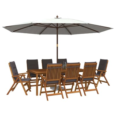 vidaXL - 9-delige - tuindinset - Naturel - Massief - Acacia - Hout