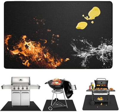 JHUBERS- Grillmat Hittebestendig tot 1800 °F - Vloerbescherming - Hittebeschermingsmat - Grilltapijt - Warmte-isolatie - Siliconen/glasvezel 100 x 180 cm - Grillonderlegger
