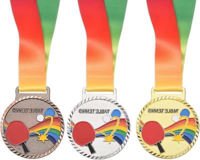 Pingpongmedailles Set - Tafeltennis Awards - Sportwedstrijden - 3 Kleuren Set - 69 cm Diameter