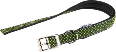 FERPLAST Daytona Deluxe Halsband / Hondenhalsband - Zachte voering - Groen - Reflecterend - L - Breedte: 2,5 cm - Nekomtrek: 45 - 53 cm (GELIEVE ALVORENS BESTELLEN OPMETEN)