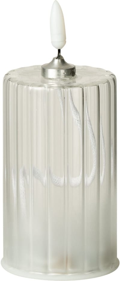 J-Line kaars Strepen - glas - transparant - small - LED