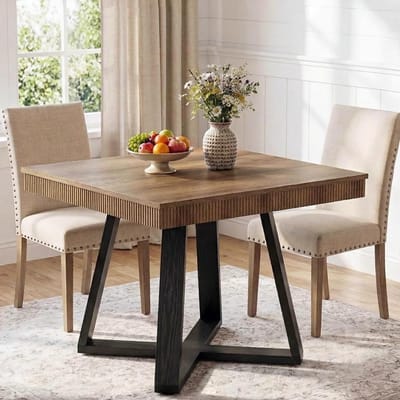 Eettafel Vierkant - Keukentafel Landelijk - Kleine Ruimtes - Stabiel X-frame - 80x80x75 cm - Rustiek Bruin