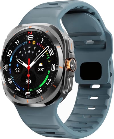 By Qubix - smartwatch bandje - Compatible Samsung bandje - Wave siliconen bandje - Grijsblauw - Geschikt voor Samsung Galaxy Watch Ultra / Ultra 2 - 47mm